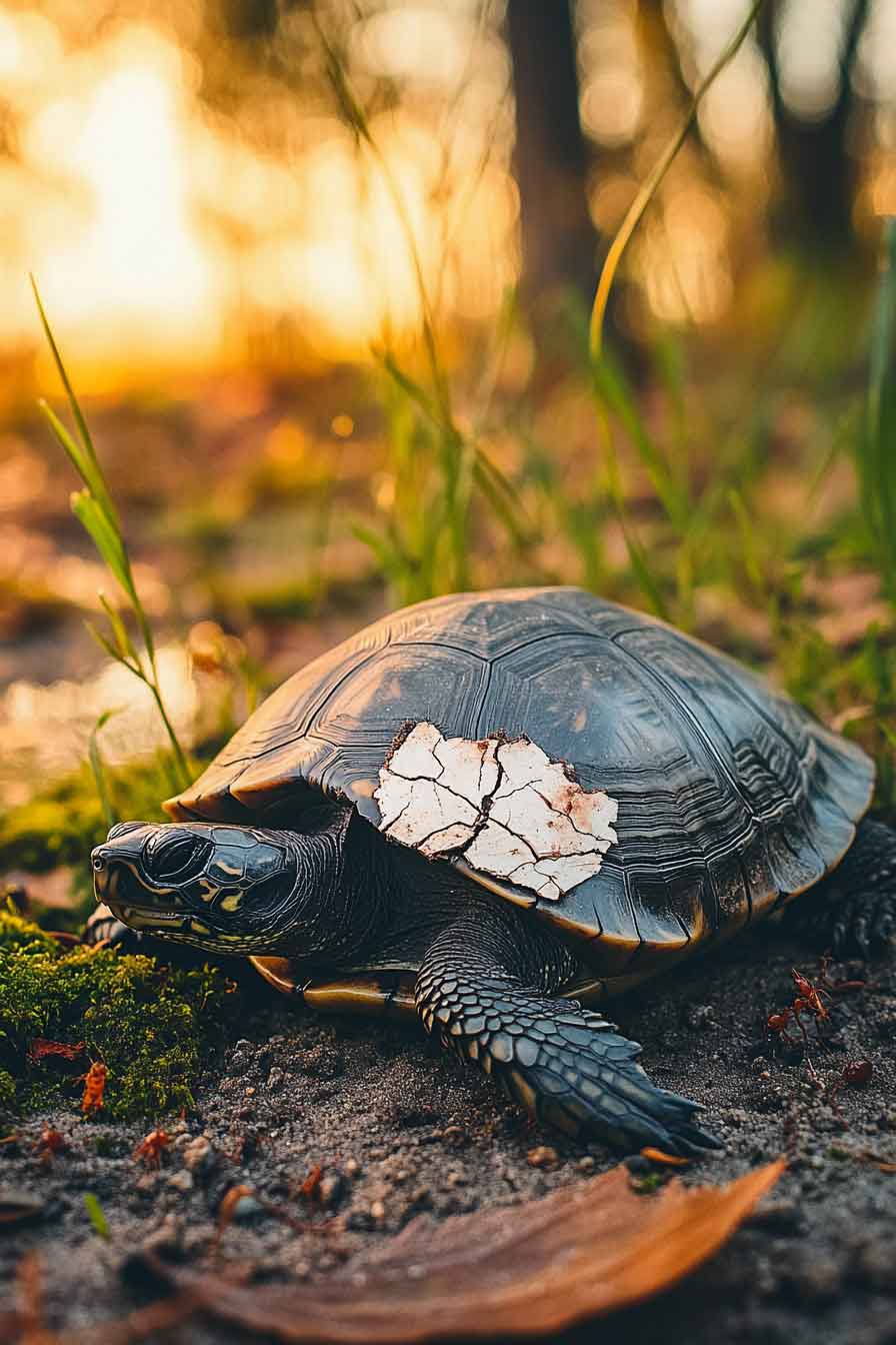 Turtle Shell Broken And Bleeding